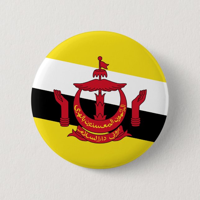 Macaron Rond 5 Cm Drapeau du Brunei (Devant)