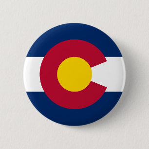 Macaron Rond 5 Cm Drapeau du Colorado, État du Centenaire, Coloradas