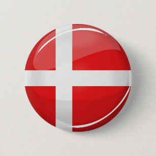 Macaron Rond 5 Cm Drapeau du Danemark rond brillant
