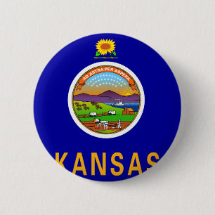 Macaron Rond 5 Cm Drapeau du Kansas