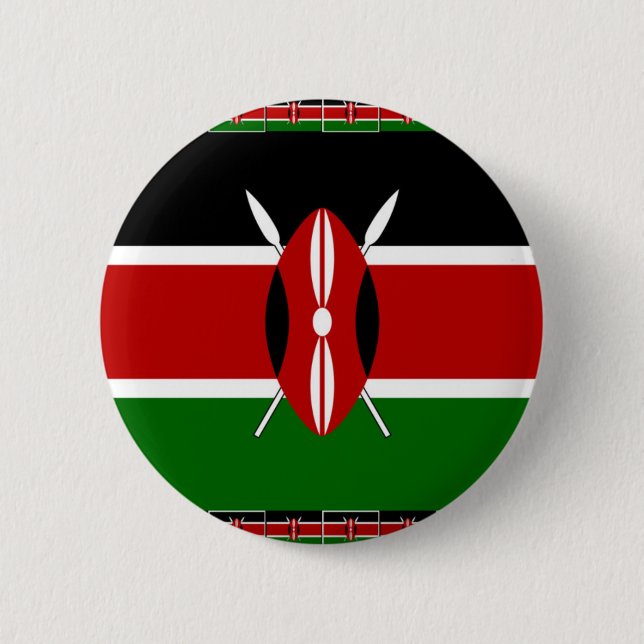 Macaron Rond 5 Cm Drapeau du Kenya : avec cadre de drapeau miniature (Devant)