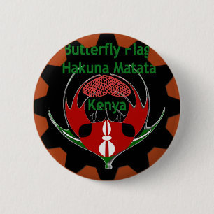 Macaron Rond 5 Cm Drapeau du Kenya - Hakuna Matata Patriotic
