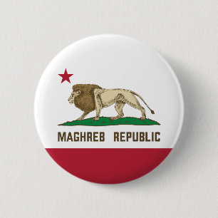 Macaron Rond 5 Cm Drapeau du Lion de la République du Maghreb Fierté