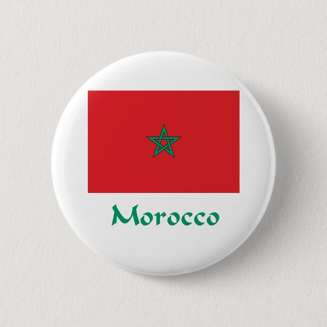 Macaron Rond 5 Cm Drapeau du Maroc (Devant)