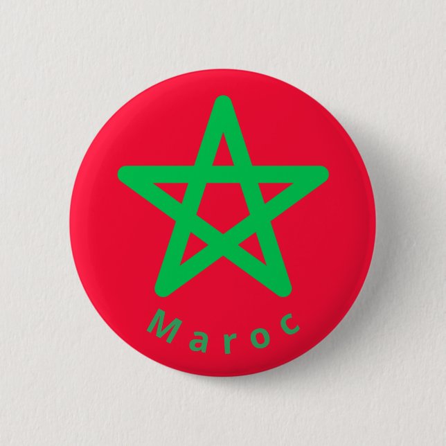 Macaron Rond 5 Cm Drapeau du Maroc (Devant)