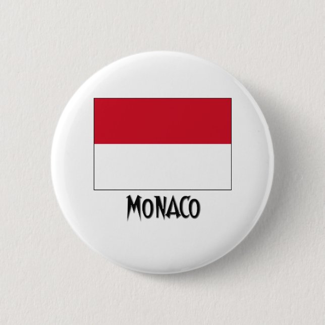 Macaron Rond 5 Cm Drapeau du Monaco (Devant)