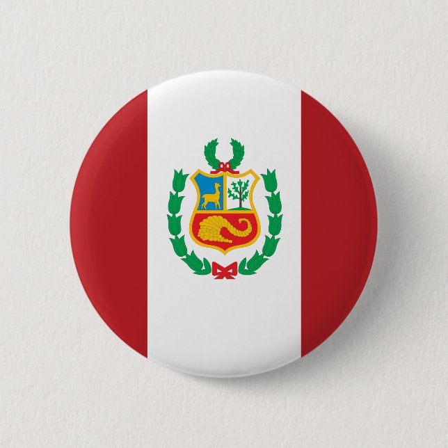 Macaron Rond 5 Cm Drapeau du Pérou (Devant)