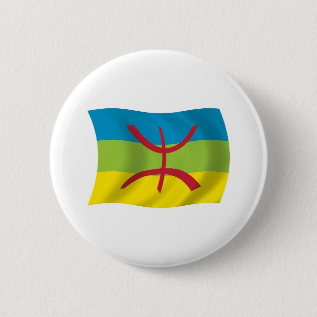 Macaron Rond 5 Cm Drapeau du peuple berbère Bouton (Devant)