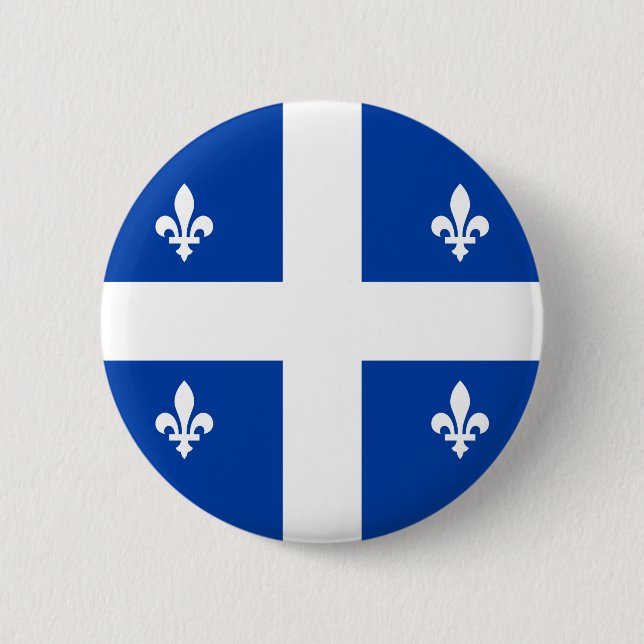 Macaron Rond 5 Cm Drapeau du Québec (Devant)