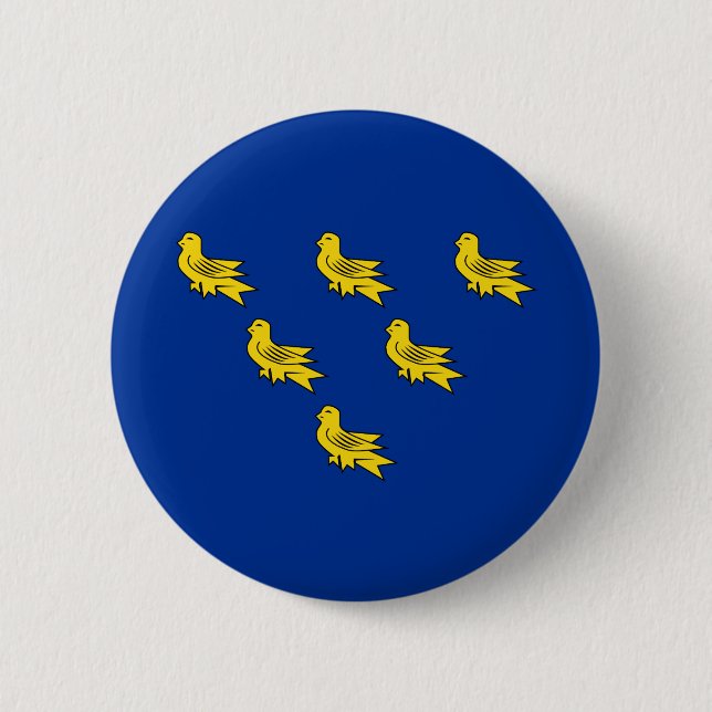 Macaron Rond 5 Cm Drapeau du Sussex (Devant)