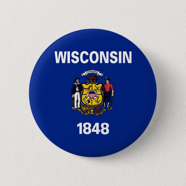 Macaron Rond 5 Cm Drapeau du Wisconsin (Devant)
