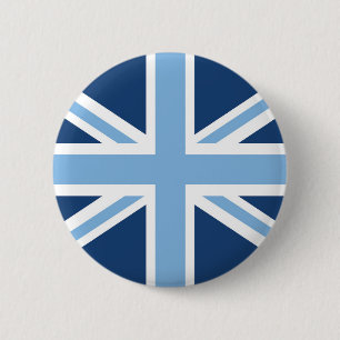 Macaron Rond 5 Cm Drapeau d'Union Jack dans le bleu marine de ciel
