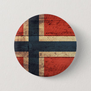 Macaron Rond 5 Cm Drapeau en bois de la Norvège