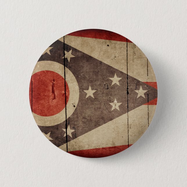 Macaron Rond 5 Cm Drapeau en bois rocailleux de l'Ohio (Devant)