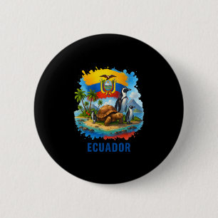 Macaron Rond 5 Cm Drapeau équatorien Équateur Îles Galapagos Vacance