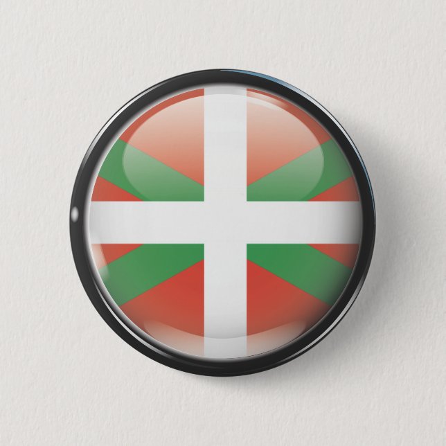 Macaron Rond 5 Cm Drapeau et escudo d'Euskadi (Devant)
