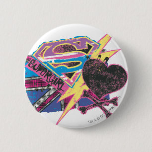 Macaron Rond 5 Cm Drapeau et os croisés de Supergirl