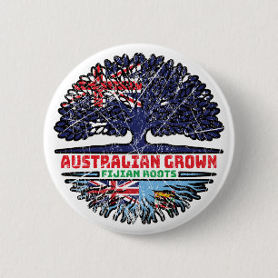 Macaron Rond 5 Cm Drapeau Fidji Fijian Australie Tree Roots
