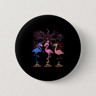Macaron Rond 5 Cm Drapeau Flamant rose américain pour le 4 juillet