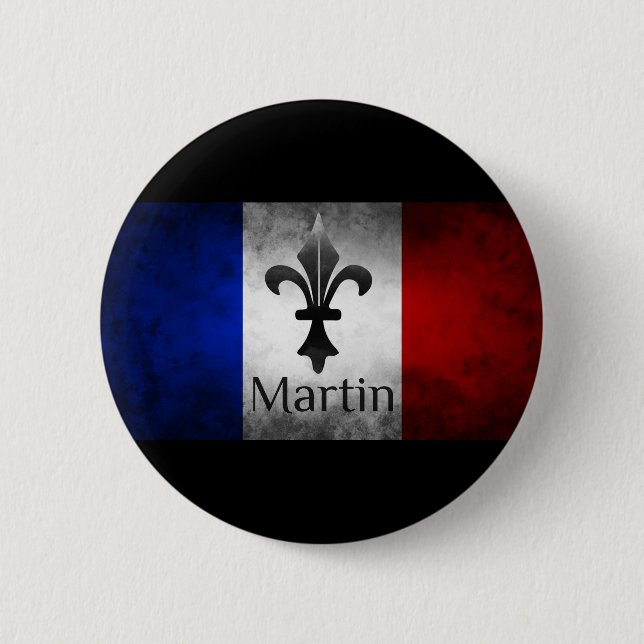 Macaron Rond 5 Cm Drapeau français Martin (Devant)