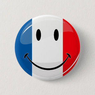 Macaron Rond 5 Cm Drapeau français souriant
