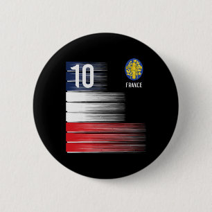 Macaron Rond 5 Cm Drapeau France Numéro 10 Football Français Hommes
