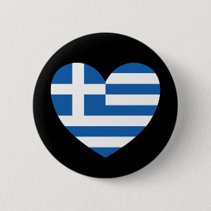 Macaron Rond 5 Cm Drapeau grec de fierté amour cœur