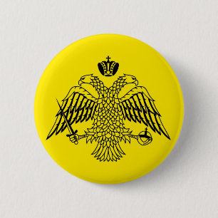 Macaron Rond 5 Cm Drapeau grec le mont Athos d'église orthodoxe