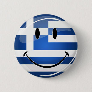 Macaron Rond 5 Cm Drapeau grec souriant