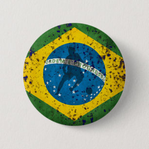 Macaron Rond 5 Cm Drapeau grunge du Brésil pour des Brésiliens dan