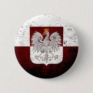 Macaron Rond 5 Cm Drapeau grunge noir de la Pologne
