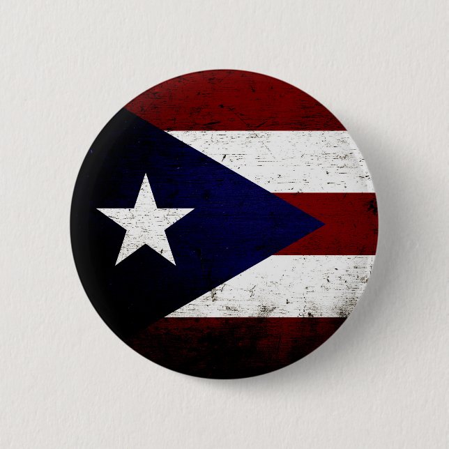 Macaron Rond 5 Cm Drapeau grunge noir de Porto Rico (Devant)