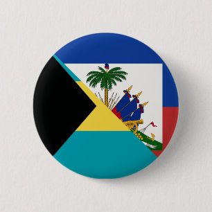 Macaron Rond 5 Cm Drapeau Haïti Bahamas   Drapeau bahaméen à moit