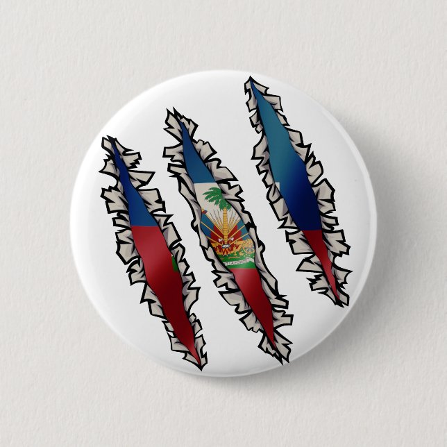 Macaron Rond 5 Cm Drapeau haïtien | Haïti sous les pieds (Devant)