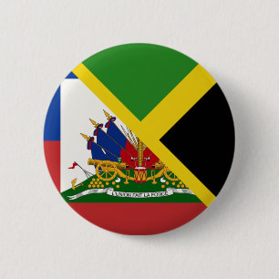 Macaron Rond 5 Cm Drapeau haïtien jamaïcain   Half Jamaïque Haïti