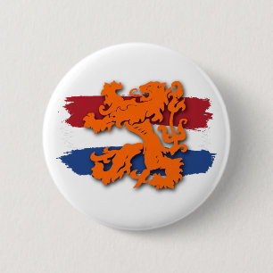 Macaron Rond 5 Cm Drapeau hollandais Orange Lion Team Hollande