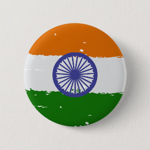 Macaron Rond 5 Cm DRAPEAU INDIEN avec effet brosse