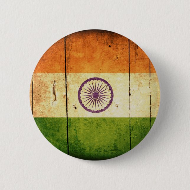 Macaron Rond 5 Cm Drapeau indien en bois (Devant)
