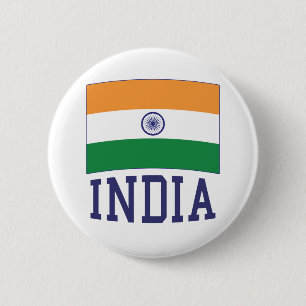 Macaron Rond 5 Cm Drapeau indien en tricolor avec Ashoka Chakra Desi