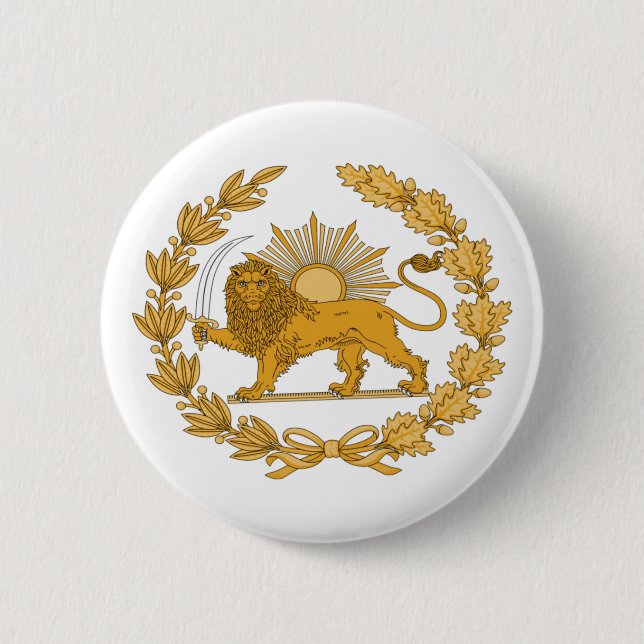 Macaron Rond 5 Cm Drapeau iranien Logo Lion (Devant)