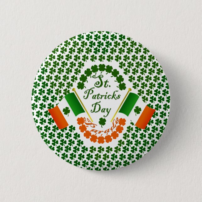 Macaron Rond 5 Cm Drapeau irlandais de trèfle de vitesse de (Devant)