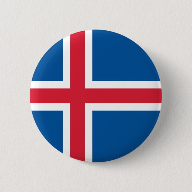 Macaron Rond 5 Cm Drapeau Islande (Devant)