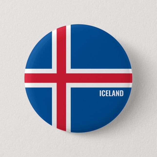 Macaron Rond 5 Cm Drapeau Islande mignon Patriotique (Devant)