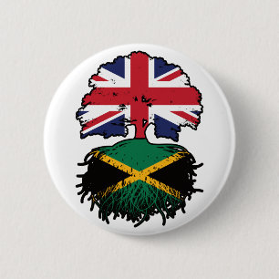 Macaron Rond 5 Cm drapeau jamaïcain britannique des racines d'arbre