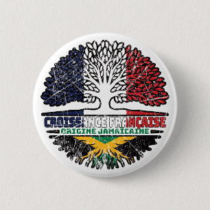 Macaron Rond 5 Cm Drapeau jamaïcain français des racines d'arbre