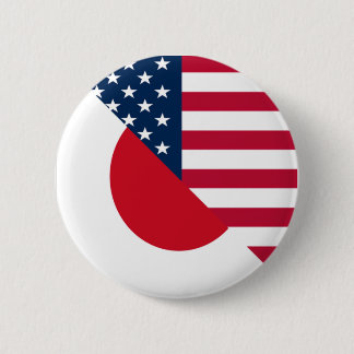 Macaron Rond 5 Cm Drapeau Japon Amérique |Drapeau américain à moitié