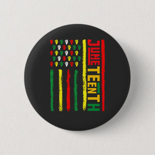 Macaron Rond 5 Cm Drapeau Juneteenth Célébrant la Liberté Noire 1865