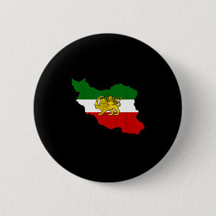 Macaron Rond 5 Cm Drapeau Lion Et Soleil Persan Pahlavi Carte Iran