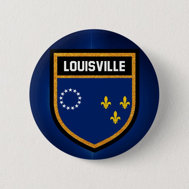 Macaron Rond 5 Cm Drapeau Louisville (Devant)