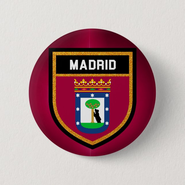 Macaron Rond 5 Cm Drapeau Madrid (Devant)